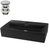 Luxebath Lavabo céramique noir avec garniture de vidage lave-mains moderne 605x365x130 mm