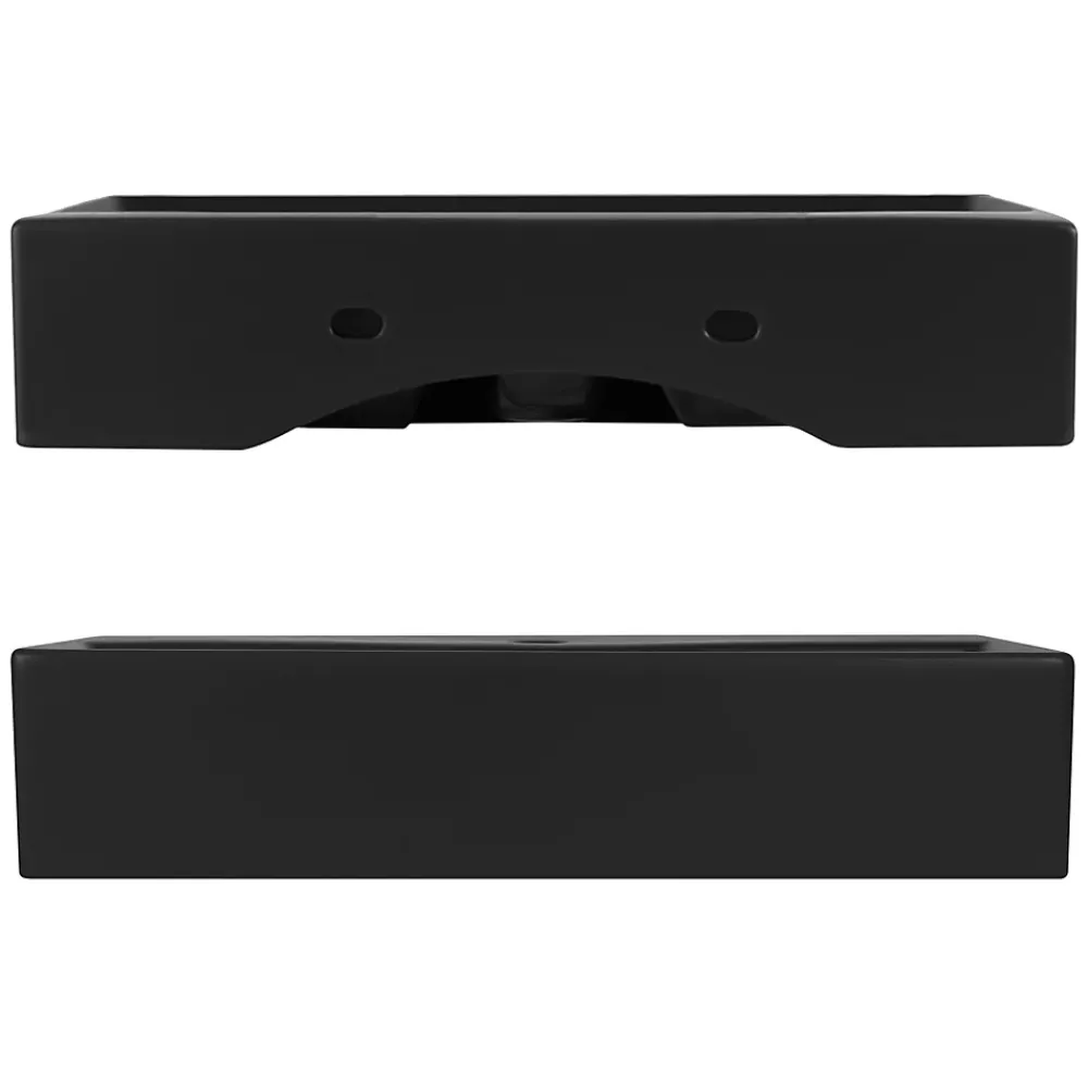 Luxebath Lavabo céramique noir avec garniture de vidage lave-mains moderne 605x365x130 mm
