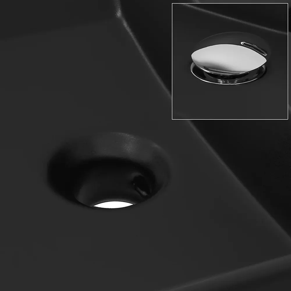 Luxebath Lavabo céramique noir avec garniture de vidage lave-mains moderne 605x365x130 mm