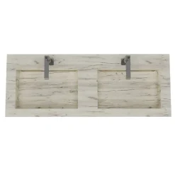 Kiamami Valentina Lavabo De Salle De Bain Avec 2 Vasques 120 Cm En Hpl Effet Glace
