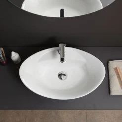Vasque À Poser|Kiamami Valentina Lavabo De Salle De Bain En Céramique Blanche De Forme Ovale