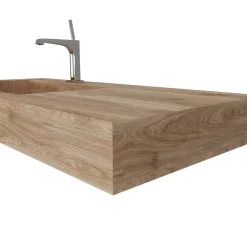 Lavabo|Kiamami Valentina Lavabo De Salle De Bain Hpl 100Cm Avec Vasque À Gauche Effet Bois Chêne Miel
