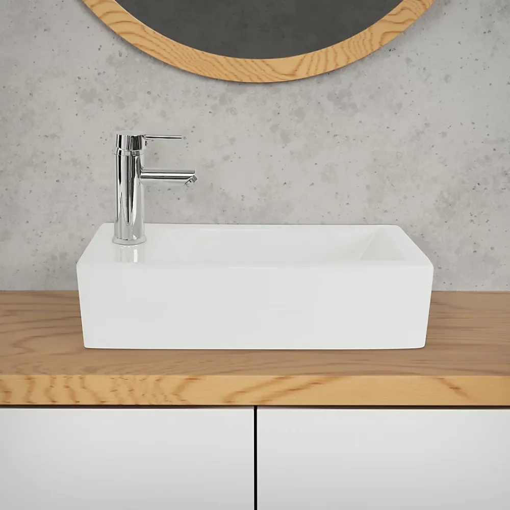 Ml-Design Lavabo de salle de bain vasque à poser toilette blanc en céramique 510 x 250 mm