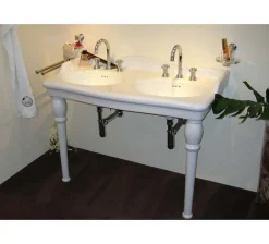 Lavabo|Sarreguemines Lavabo double vasques Louxor sur colonnettes