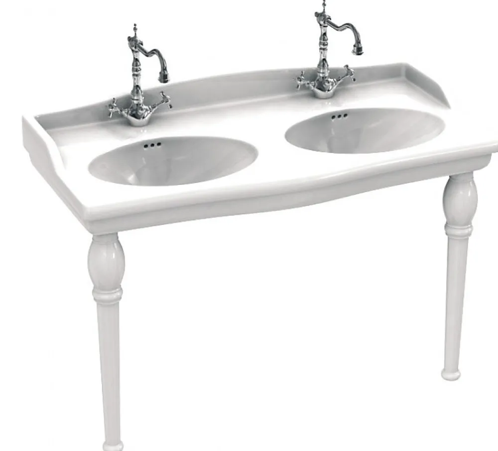 Lavabo|Sarreguemines Lavabo double vasques Louxor sur colonnettes