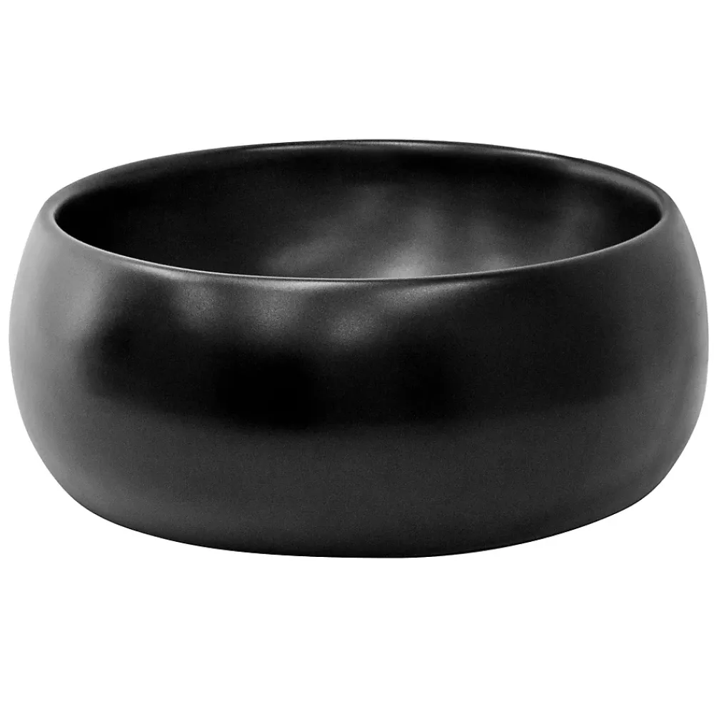 Luxebath Lavabo en ceramique noir mat vasque a poser ronde pour salle de bain 400x155 mm