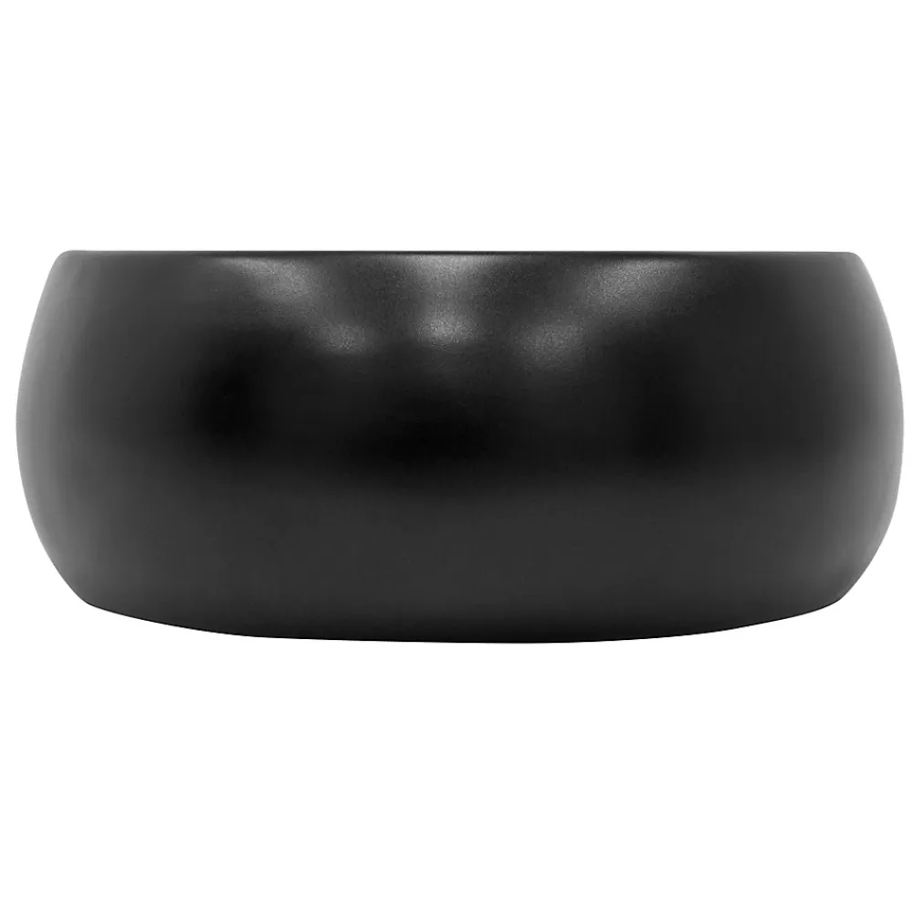 Luxebath Lavabo en ceramique noir mat vasque a poser ronde pour salle de bain 400x155 mm