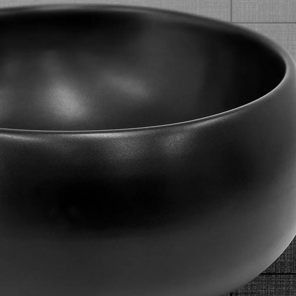 Luxebath Lavabo en ceramique noir mat vasque a poser ronde pour salle de bain 400x155 mm