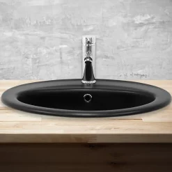 Vasque À Encastrer|Luxebath Lavabo en ceramique noir mat vasque encastre pour salle de bain 570x485x195 mm