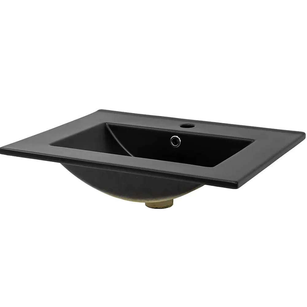Vasque À Encastrer|Luxebath Lavabo en ceramique noir mat vasque encastrer pour salle de bain 615x470x175 mm