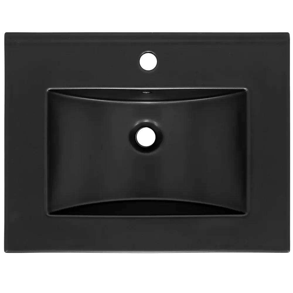 Vasque À Encastrer|Luxebath Lavabo en ceramique noir mat vasque encastrer pour salle de bain 615x470x175 mm