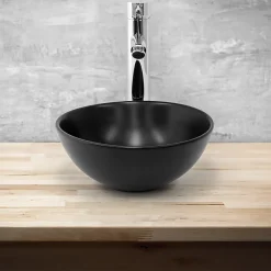 Vasque À Poser|Luxebath Lavabo en ceramique noir mat vasque a poser ronde pour salle de bain 280x150 mm