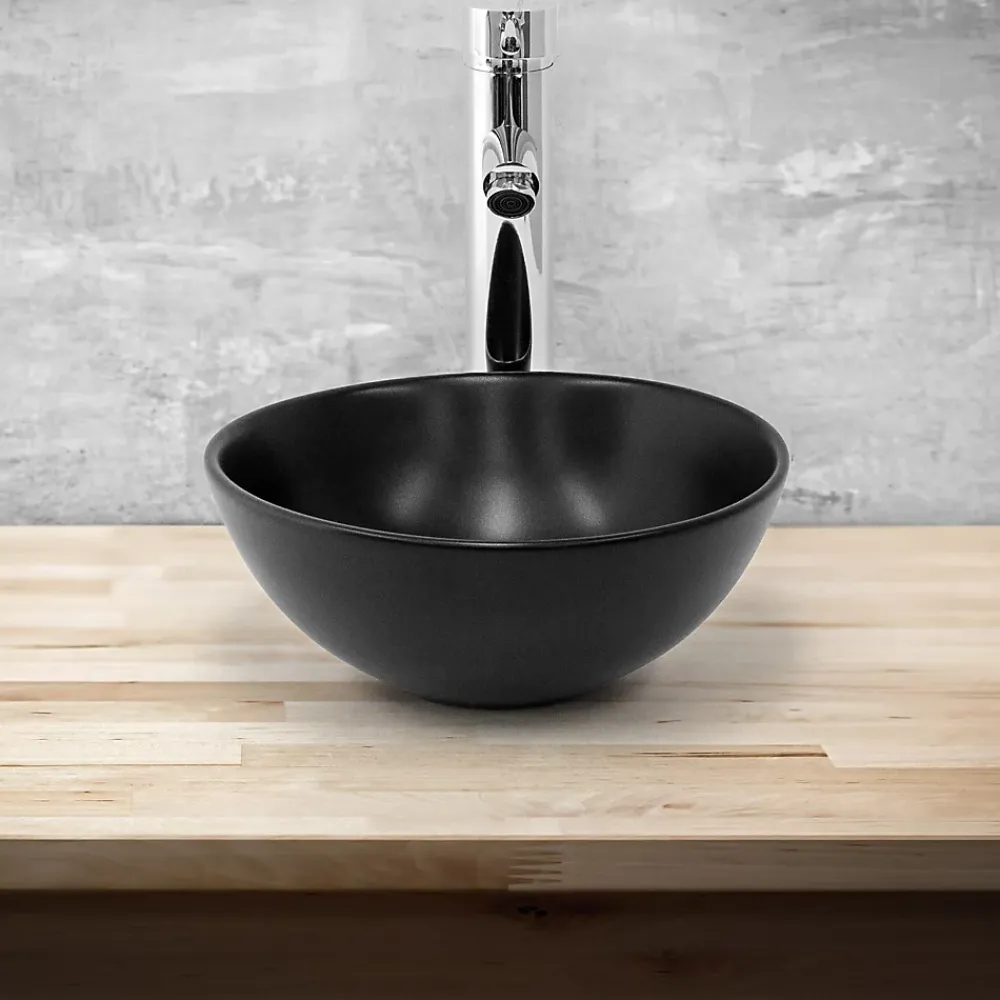 Vasque À Poser|Luxebath Lavabo en ceramique noir mat vasque a poser ronde pour salle de bain 280x150 mm
