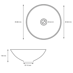 Vasque À Poser|Luxebath Lavabo en ceramique noir mat vasque a poser ronde pour salle de bain 280x150 mm