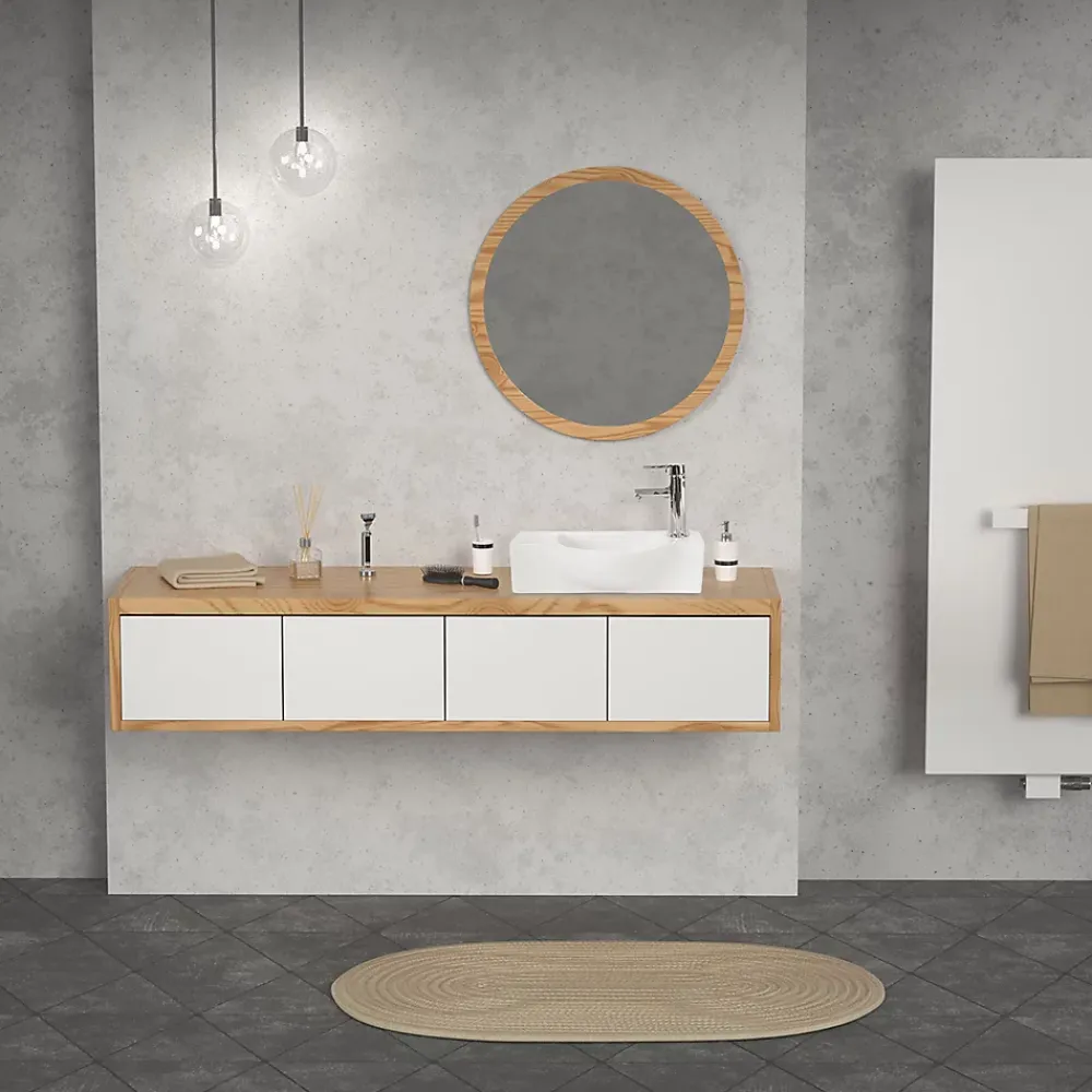 Vasque À Poser|Ml-Design Lavabo en ceramique ovale blanc Evier avec trou pour robinet a droite 445x225 mm