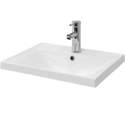 Vasque À Encastrer|Ml-Design Lavabo en céramique blanc avec garniture de vidage et trop-plein 510x415x155 mm