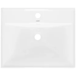 Vasque À Encastrer|Ml-Design Lavabo en céramique blanc avec garniture de vidage et trop-plein 510x415x155 mm