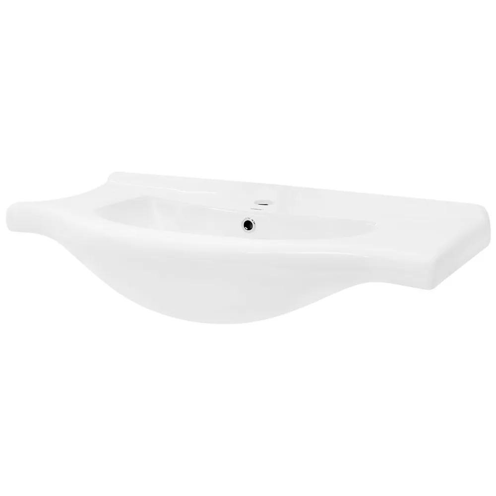 Vasque À Encastrer|Luxebath Lavabo en céramique blanc avec garniture de vidage et trop-plein