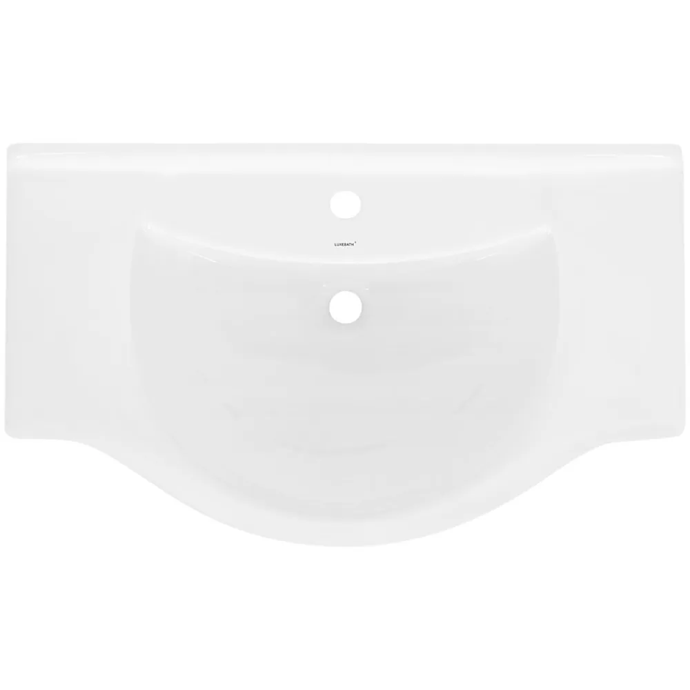 Vasque À Encastrer|Luxebath Lavabo en céramique blanc avec garniture de vidage et trop-plein