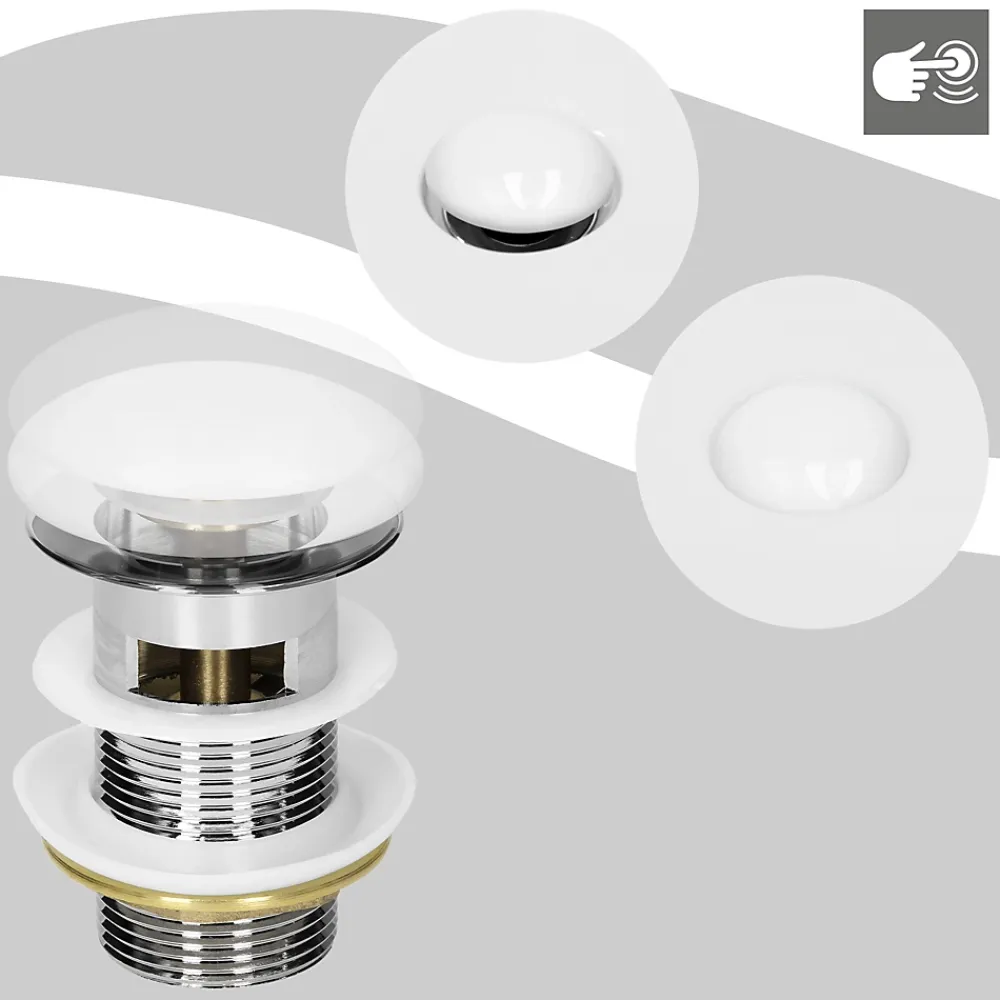 Vasque À Encastrer|Luxebath Lavabo en céramique blanc avec garniture de vidage et trop-plein