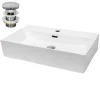 ECD Germany Lavabo en céramique blanc avec garniture de vidage vasque à poser 515 x 360 mm