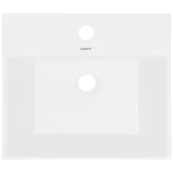 ECD Germany Lavabo en céramique blanc avec garniture de vidage vasque à poser 515 x 360 mm