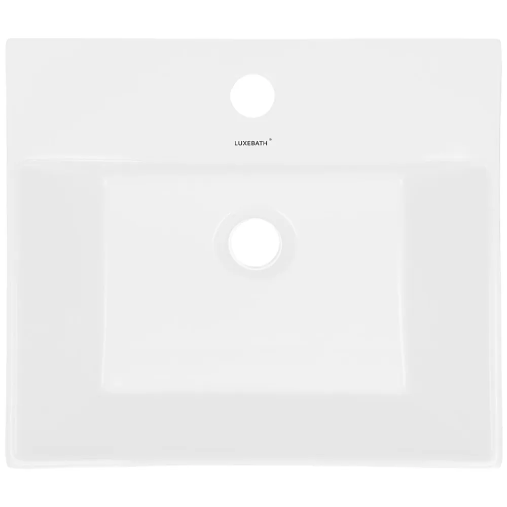 ECD Germany Lavabo en céramique blanc avec garniture de vidage vasque à poser 515 x 360 mm