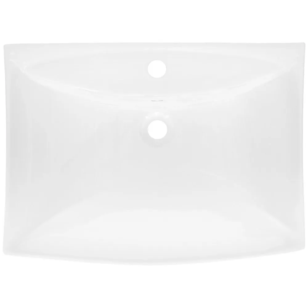 Vasque À Poser|ECD Germany Lavabo en céramique blanc avec garniture de vidage lave-mains moderne 605x165 mm
