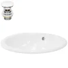 Vasque À Encastrer|Ml-Design Lavabo en céramique blanc avec garniture de vidage et trop-plein