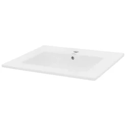 ECD Germany Lavabo en céramique blanc avec garniture de vidage vasque encastrer 610x465 mm
