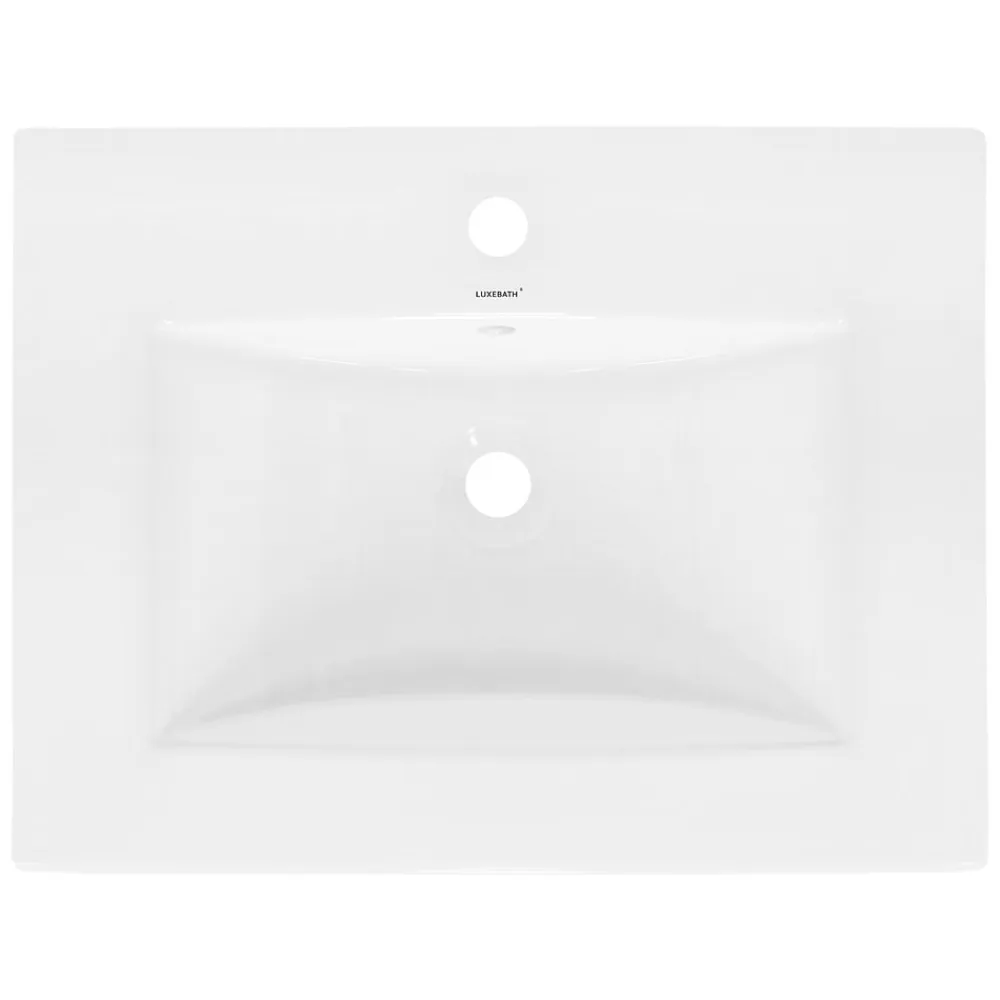 ECD Germany Lavabo en céramique blanc avec garniture de vidage vasque encastrer 610x465 mm