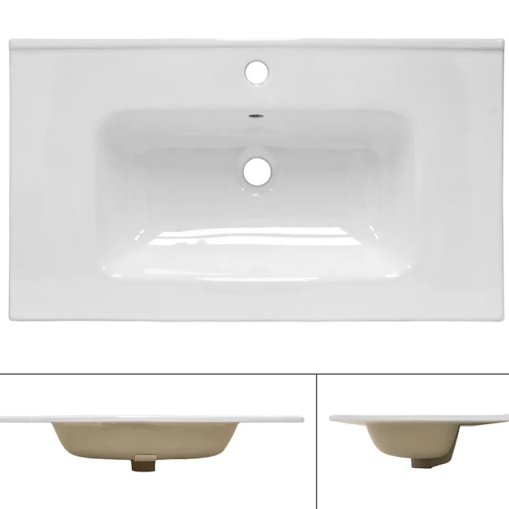 Ml-Design Lavabo en céramique blanc avec garniture de vidage et trop-plein