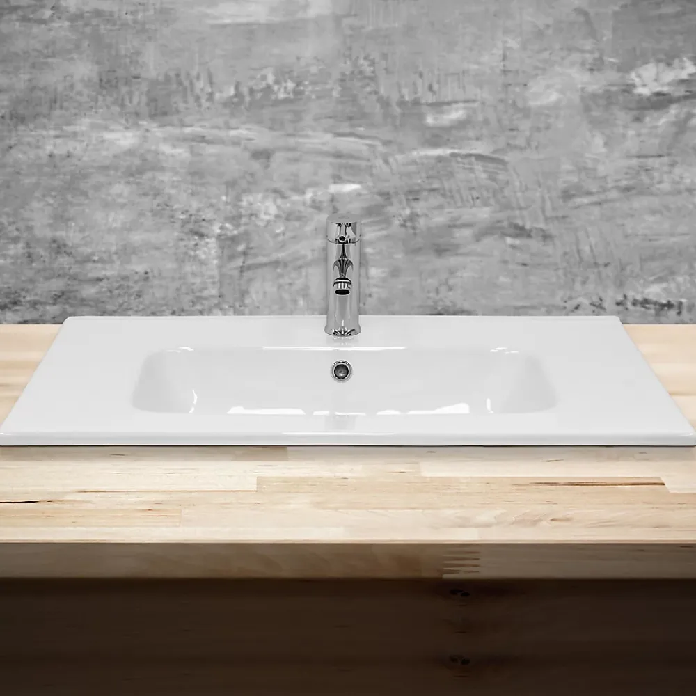 Ml-Design Lavabo en céramique blanc avec garniture de vidage et trop-plein