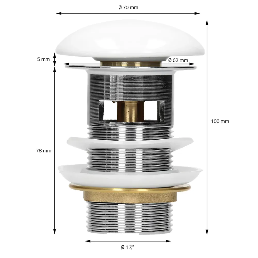 Ml-Design Lavabo en céramique blanc avec garniture de vidage et trop-plein