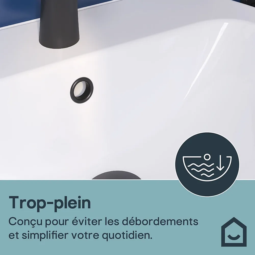 Lavabo|GoodHome Lavabo en céramique blanc brillant l.55,5 x H.19,1 x P.47,2 cm Tasi
