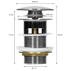 ECD Germany Lavabo en céramique blanc avec garniture de vidage lave-mains moderne 590x390 mm