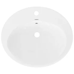 Vasque À Encastrer|Luxebath Lavabo en céramique blanc avec garniture de vidage et trop-plein 570x195x485 mm