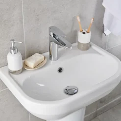 GoodHome Lavabo en céramique blanche l.57 cm Cavally