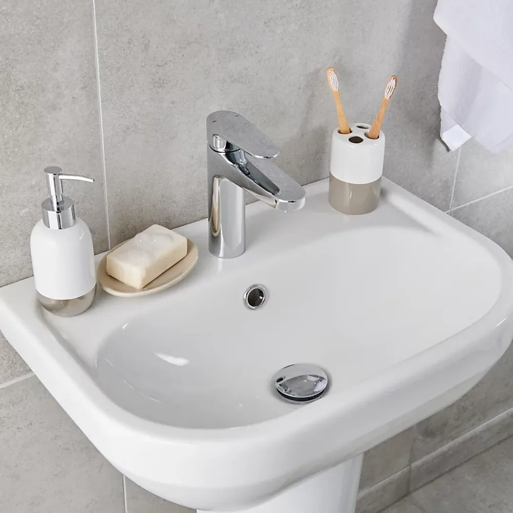 GoodHome Lavabo en céramique blanche l.57 cm Cavally