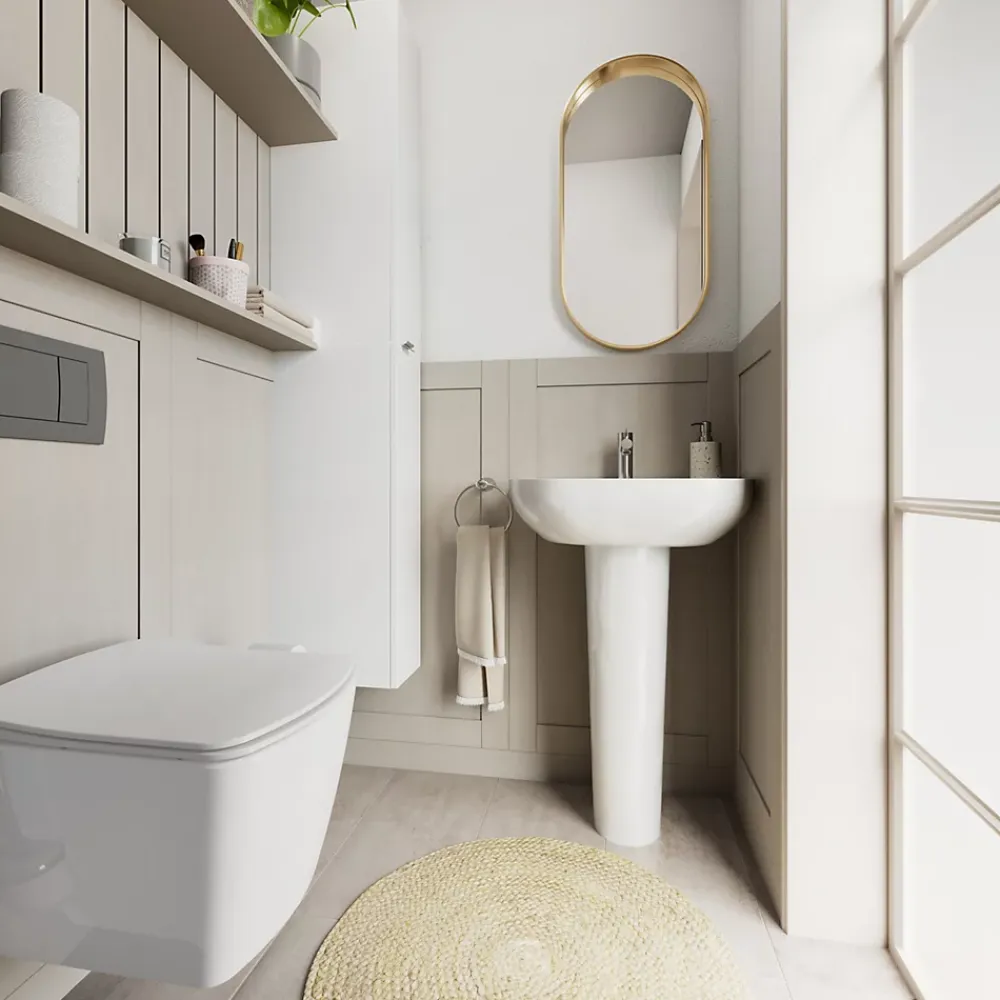 GoodHome Lavabo en céramique blanche l.57 cm Cavally