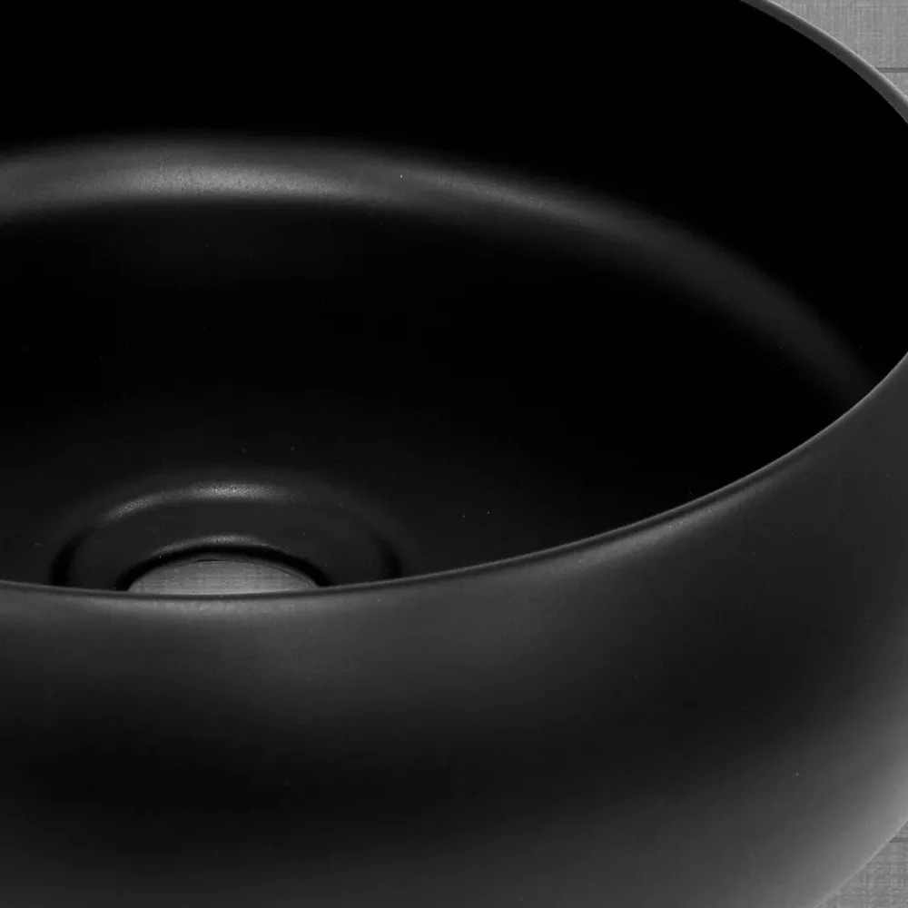 Ml-Design Lavabo en céramique noir avec garniture de vidage lave-mains moderne 350x120 mm