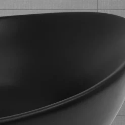 Vasque À Poser|Luxebath Lavabo en céramique noir lave-mains moderne + garniture de vidage 410x335x145 mm