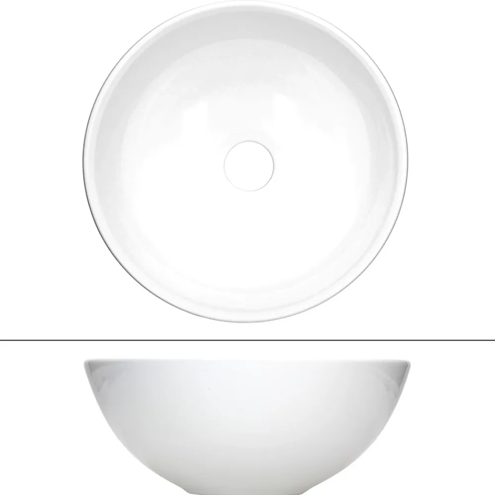Ml-Design Lavabo en céramique ronde blanc sans trop-plein avec bonde de vidage 280x116 mm