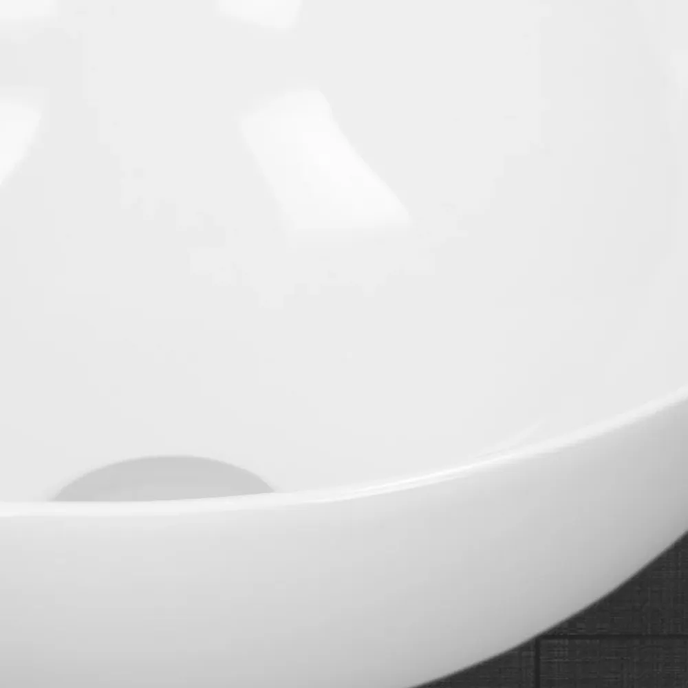 Ml-Design Lavabo en céramique ronde blanc sans trop-plein avec bonde de vidage 280x116 mm