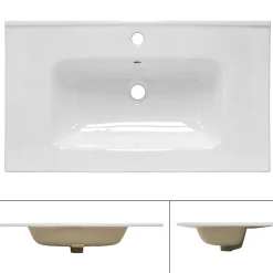 Ml-Design Lavabo encastré en céramique blanc avec garniture de vidage chrome