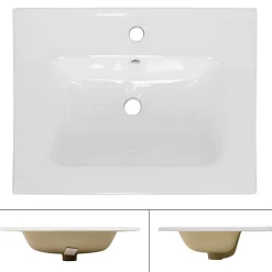 Vasque À Encastrer|Ml-Design Lavabo encastré en céramique blanc avec garniture de vidage chrome 610x460x165mm