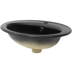 Luxebath Lavabo encastre en céramique noir moderne avec garniture de vidage