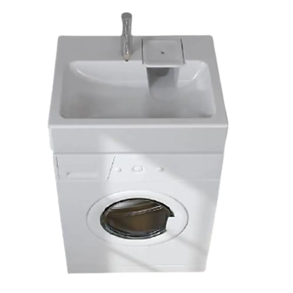 Plusdeplace Lavabo gain de place salle de bain Gpm Mini - Siphon déporté à l'arrière pour installer une machine à laver en-dessous - 37cm de p