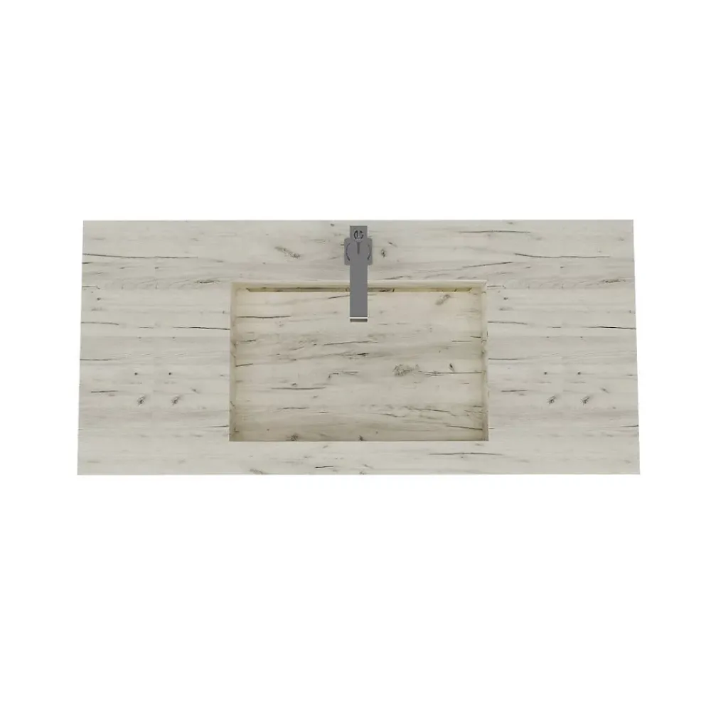 Lavabo|Kiamami Valentina Lavabo Hpl 100 Cm Avec Installation Suspendue En Chêne Glace Effet Bois