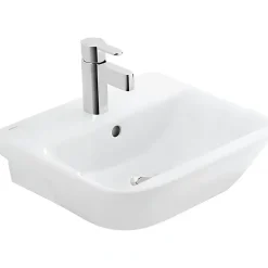 Sanindusa Lavabo mural céramique traditionnelle Look 50x41 blanc (robinet et vidage non inclus)